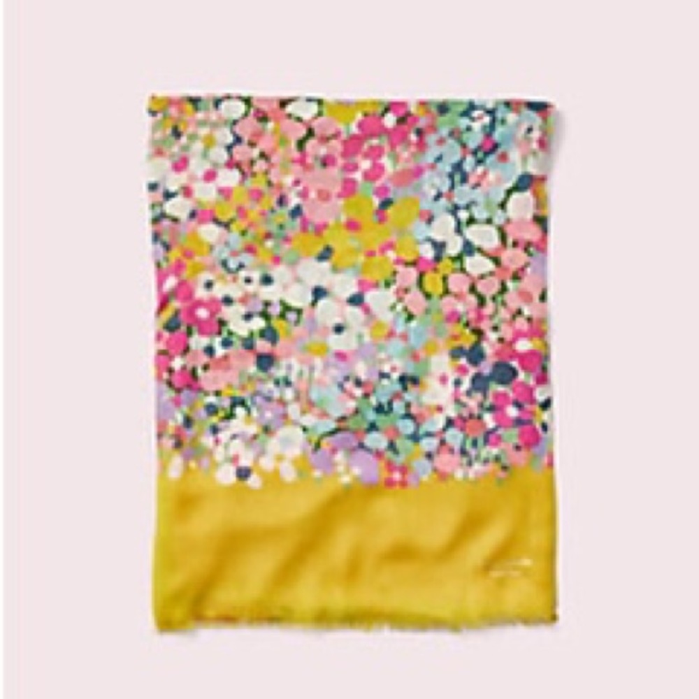 NWT Kate Spade Floral Dots Oblong Scarf - Picture 3 of 11